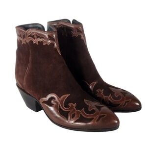 Tres Outlaws Nashville Brown Suede Leather Ankle Cowboy Western Boots Womens 6.5